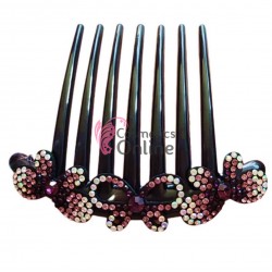 Pieptene din plastic BT017DD Negru cu cristale Purple